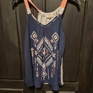 Rewind Navy and Pink Patterned Top